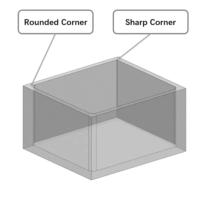 CNC machining tips, round corner and sharp corner